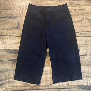 ZARA Navy Blue Wide-Leg Suede Culottes with Pockets Size Medium